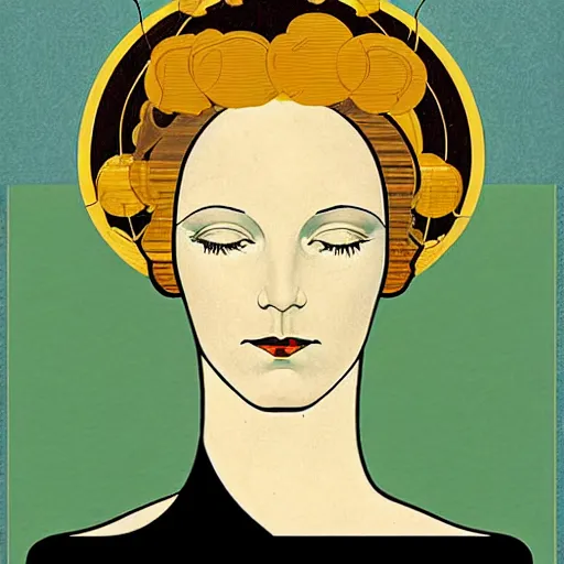 Image similar to Art in the style of Coles Phillips, Gaia, Mother Earth, side portrait