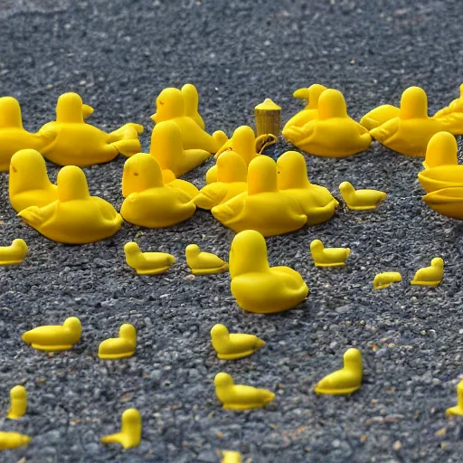 Image similar to An army of rubber ducks