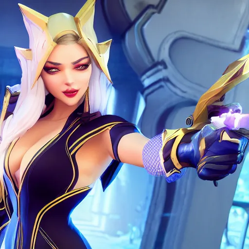 Image similar to still of pretty Ashe (League of Legends) in KDA More music video. 3d render, octane render, game art, realistic, highly detailed, trending on artstation, 4k, trending on artstation, pixar, cgsociety, unreal engine 5, redshift render, trending on artstation, blender, behance, cg