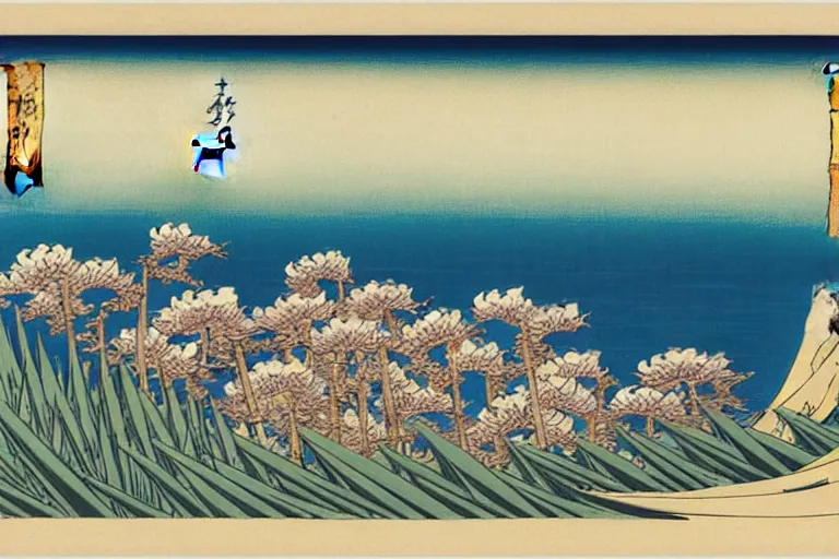 Prompt: a masterful ukiyo - e print of beautiful irises in a scenic environment by katsushika hokusai, van gogh and utagawa hiroshige, masterpiece, hyperdetailed!!, intricate!!, complex!!, 4 k