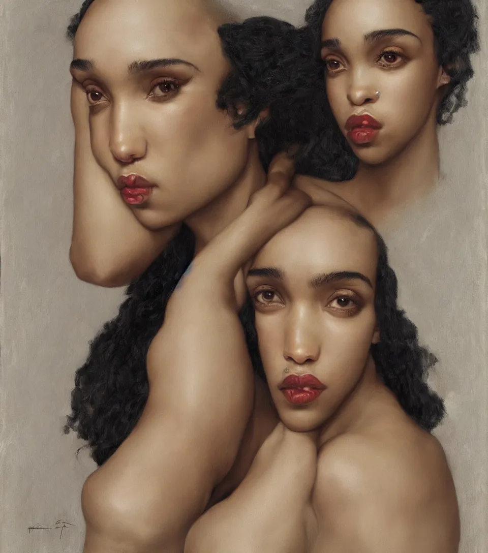 Prompt: portrait of fka twigs in the style of roberto ferri