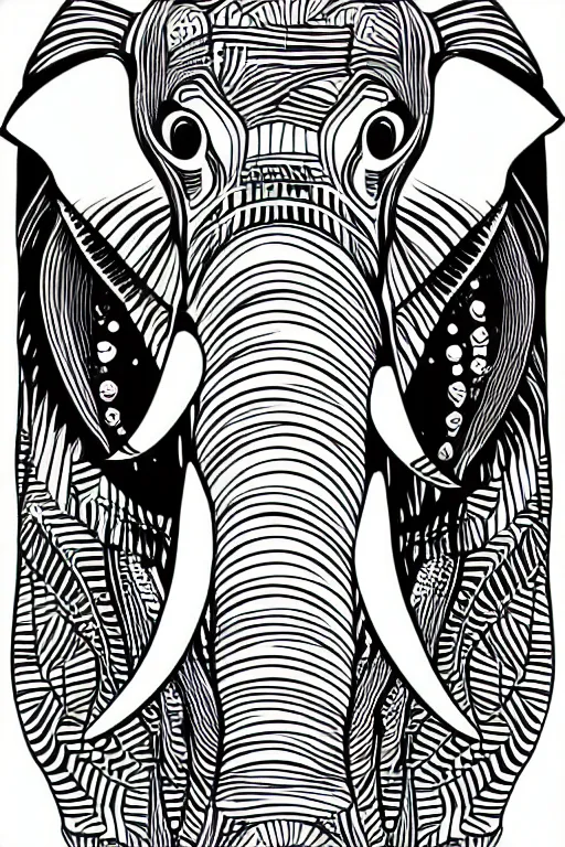 Image similar to minimalist boho style art of a colorful elephant, illustration, vector art