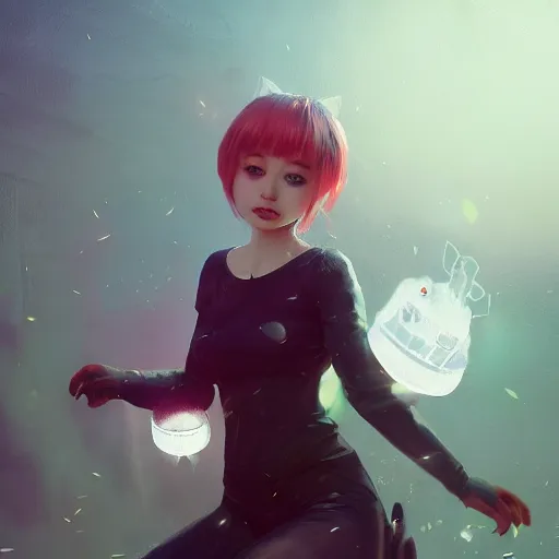 Image similar to A portrait of UwU Neko Girl, huggy wuggy from poppy playtime video game, fullbody, ultra high detailed, glowing lights, oil painting, Greg Rutkowski, Charlie Bowater, Beeple, unreal 5, DAZ, hyperrealistic, octane render, RPG portrait, dynamic lighting, fantasy art, beautiful face