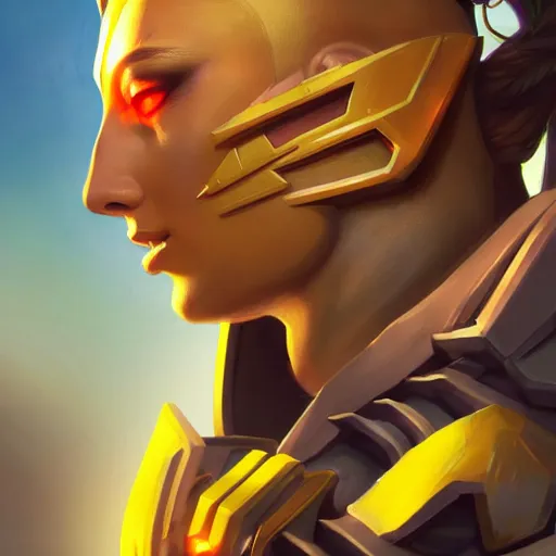 Image similar to dmt deity illuminated being of seven directions, portrait painting of armored quinn as overwatch character, medium shot, asymmetrical, profile picture, organic painting, sunny day, matte painting, bold shapes, hard edges, street art, trending on artstation, by huang guangjian and gil elvgren and sachin teng