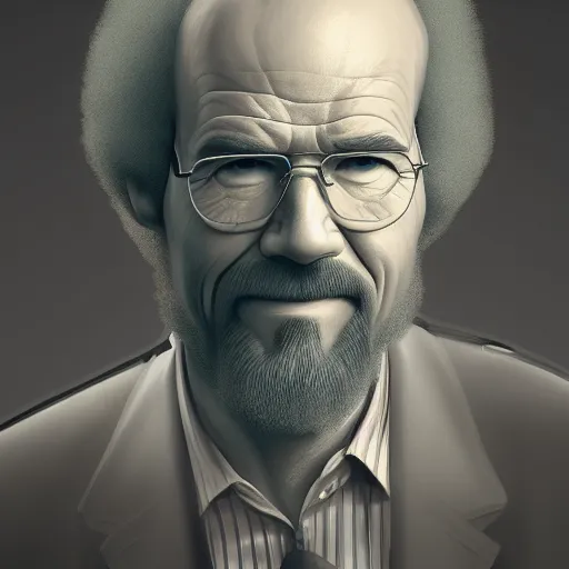 Image similar to Bob Ross is Walter White, hyperdetailed, artstation, cgsociety, 8k