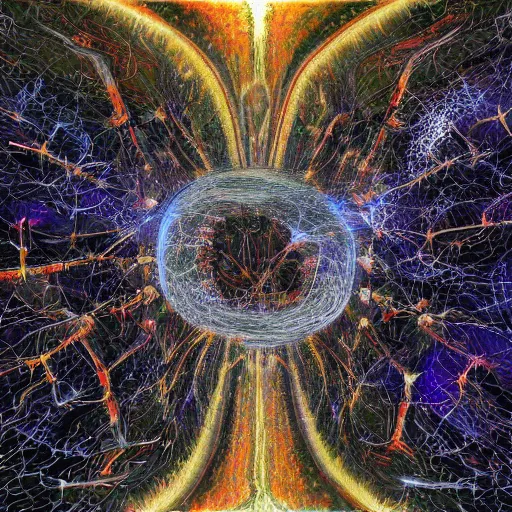 Prompt: the neuronal network in my mind is exactly the same as the universe itself 4 k hyperdetailed surrealism