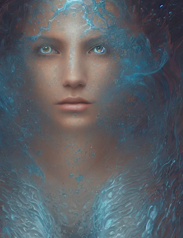 Image similar to A woman made of water and mist, masterpiece digital painting by Alex Grey, Greg Rutkowski, artstation, 4k wallpaper