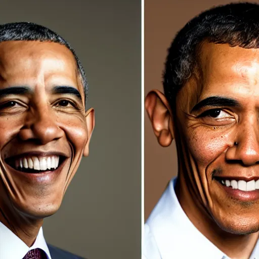 Image similar to A portrait Obama teams up with a teenage Obama, perfect faces, 50 mm, award winning photography