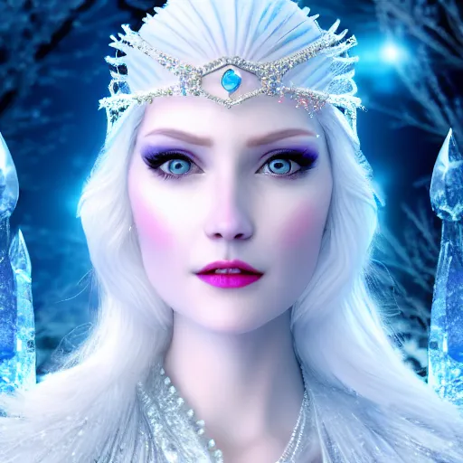 Image similar to photo of a real-life! very beautiful ice queen, highly detailed, 4k,