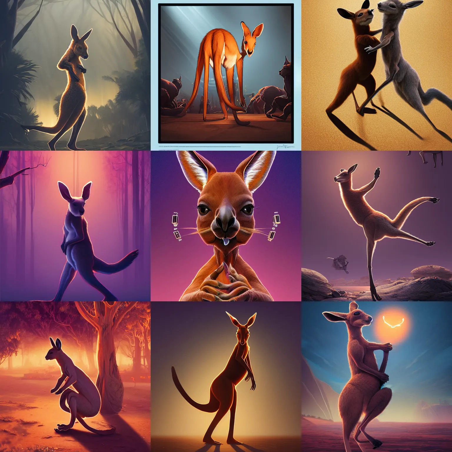 Prompt: a kangaroo dancing tango, symmetrical, intricate, epic lighting, cinematic composition, hyper realistic, 8 k resolution, unreal engine 5, by artgerm, tooth wu, dan mumford, beeple, wlop, rossdraws, james jean, marc simonetti, artstation