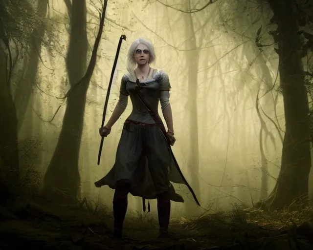 Prompt: 5 5 mm portrait photo of a real life ciri with a long face scar across her left cheek, in a magical forest. dark atmosphere. art by greg rutkowski. highly detailed 8 k. intricate. lifelike. soft light. nikon d 8 5 0.