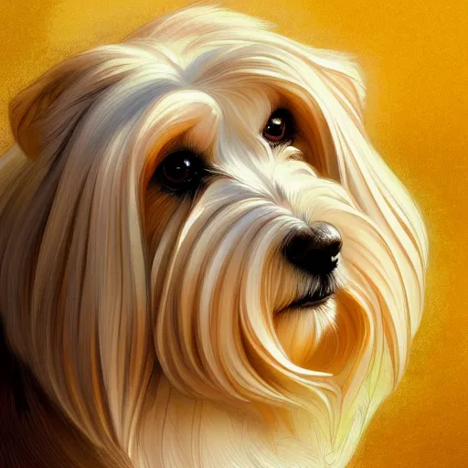 Image similar to beautiful detailed picture of a havanese, radiant light, art nouveau, intricate, elegant, highly detailed, my rendition, digital painting, artstation, concept art, smooth, sharp focus, illustration, art by artgerm and greg rutkowski and alphonse mucha