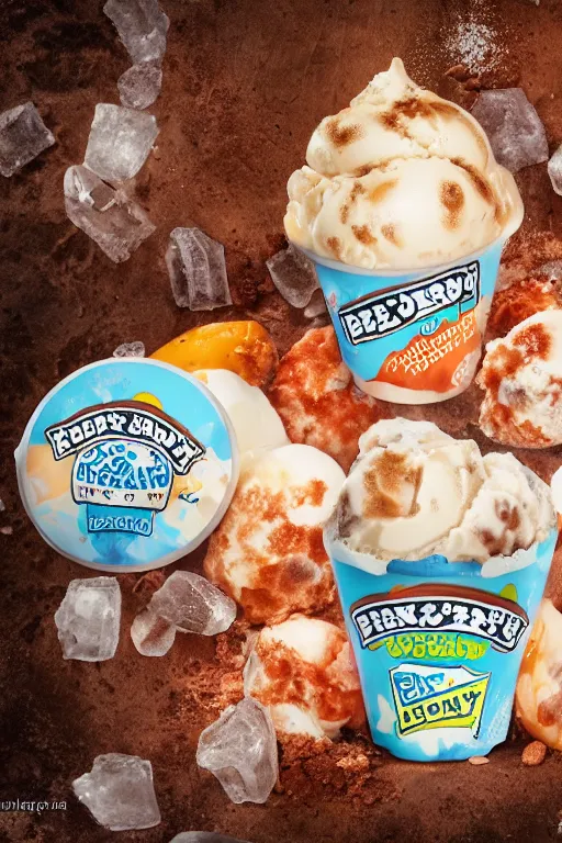 Prompt: ben and jerry's pelmeni flavoured ice cream, product photography, highly detailed packaging