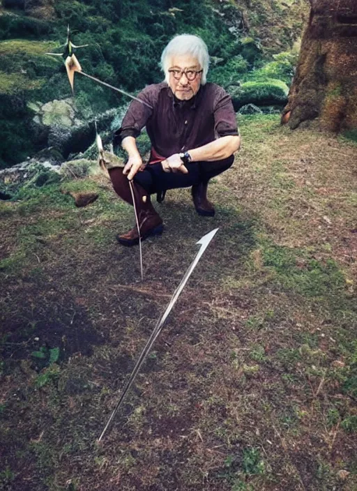 Image similar to i used to be an adventurer, until i took an arrow to the knee, hayao miyazaki