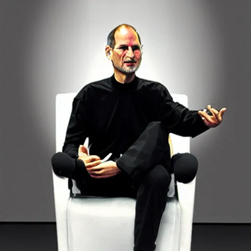 Prompt: steve jobs as an apple chair