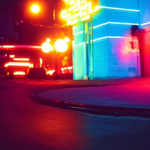 Prompt: a cinematic still of glowing neons