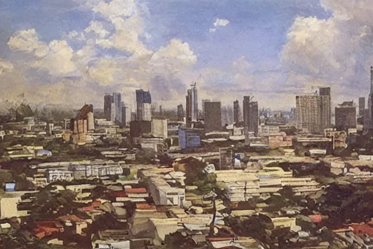 Prompt: Modern Manila Uncolonized by the Spaniards, painted by Fernando Amorsolo