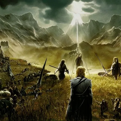 Prompt: squaresoft pre - rendered concept art of the lord of the rings : the fellowship of the ring
