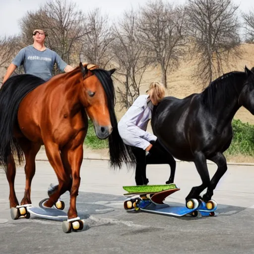 Image similar to horses skateboarding