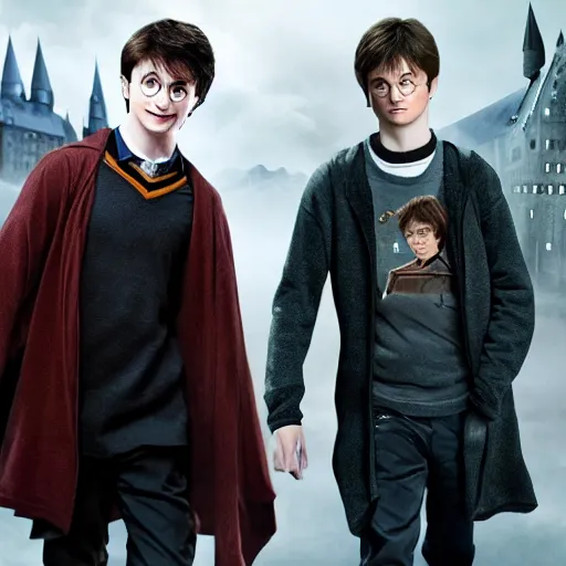 Image similar to harry potter and his best friend, pavel durov, realistic, high details, HD