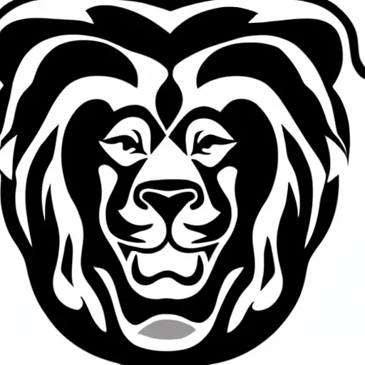 Prompt: a vector drawing in black and white of a proud lion in a suit and a lilly on its lapel