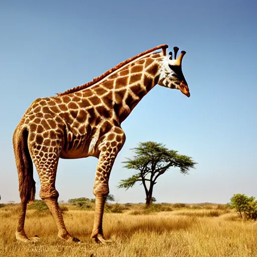 Image similar to a Giraffe with the armor of a pangolin, national geographic photograph