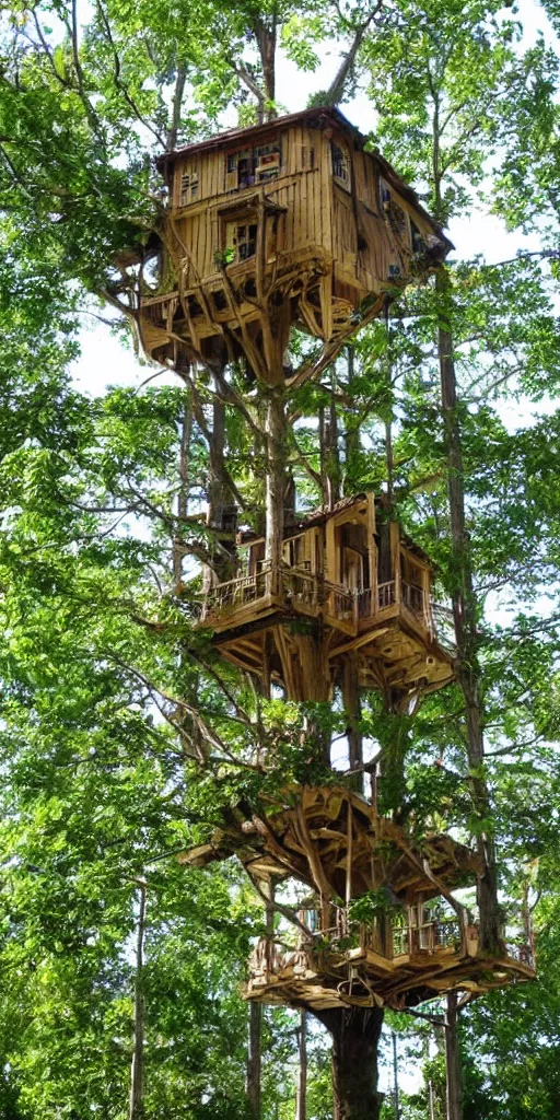 Prompt: A realistic giant tree house