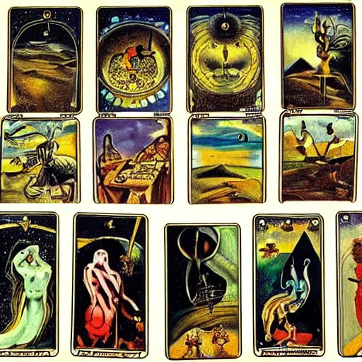 Image similar to tarot cards designed by salvador dali