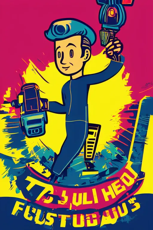 Image similar to fallout 7 6 retro futurist illustration art by butcher billy, sticker, colorful, illustration, highly detailed, simple, smooth and clean vector curves, no jagged lines, vector art, smooth andy warhol style