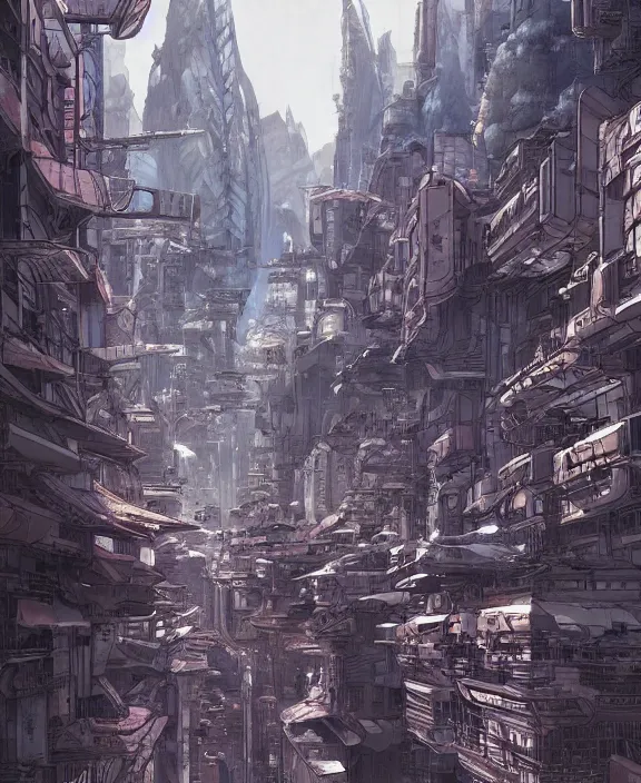 Image similar to a detailed manga style illustration of a war for an alien city, by moebius and stephan martiniere, 4 k resolution, detailed, unreal engine, octane render, trending on artstation