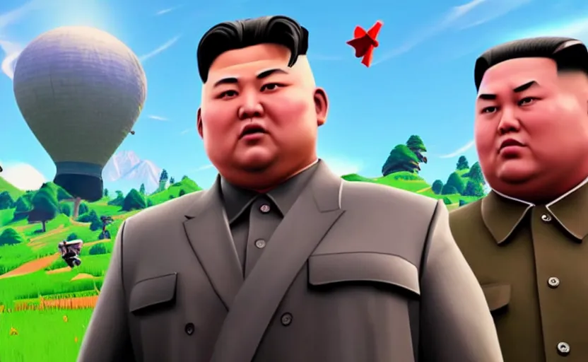 Prompt: gameplay of kim jong un in fortnite,