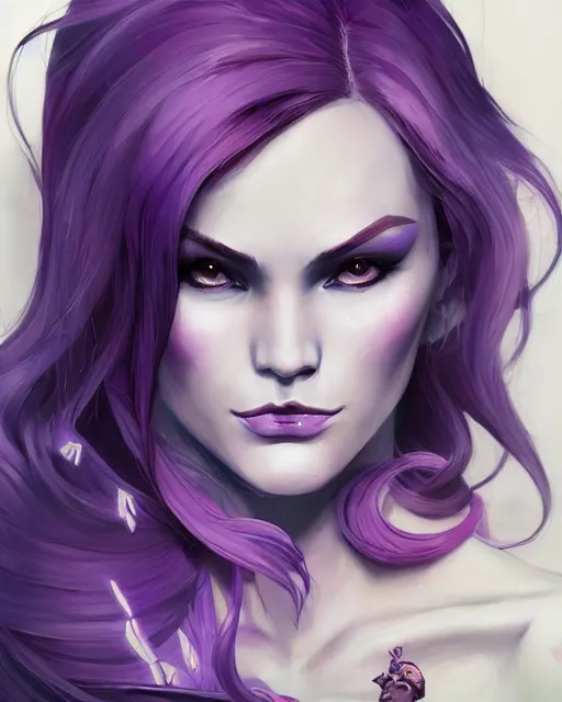 Prompt: beautiful female purple hair tattoo symmetrical face eyes twitch streamer full length fantasy art viper valorant Video game icon, 2d game art gta5 cover , official fanart behance hd artstation by Jesper Ejsing, by RHADS, Makoto Shinkai and Lois van baarle, ilya kuvshinov, rossdraws