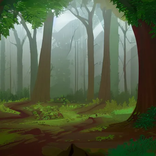 Prompt: a clearing in a forest in the style of a lucas arts point and click adventure game
