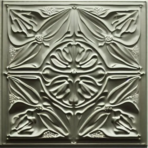 Prompt: Art nouveau ceiling tile, minimal, embossed