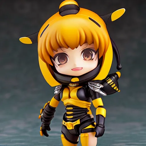 Prompt: closeup painting of cute bee nendoroid with themed armor, portrait, hyperdetailed, artstation, cgsociety, 8 k, by tangerine dream