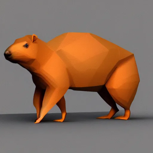 Prompt: 3d render of a low poly capybara