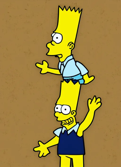 Image similar to digital art of statue of bart simpson in business suit