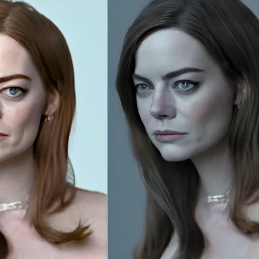 Prompt: Emma Stone as Brooke Shields, hyper realistic, octane render, 8k, high quality