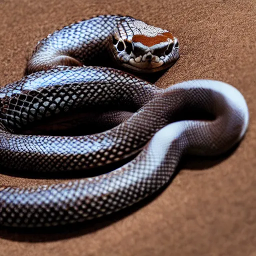 Prompt: a photograph of a Snake in a case as a pet, realistic