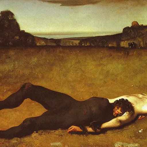 Prompt: the last life in earth art by gustave courbet