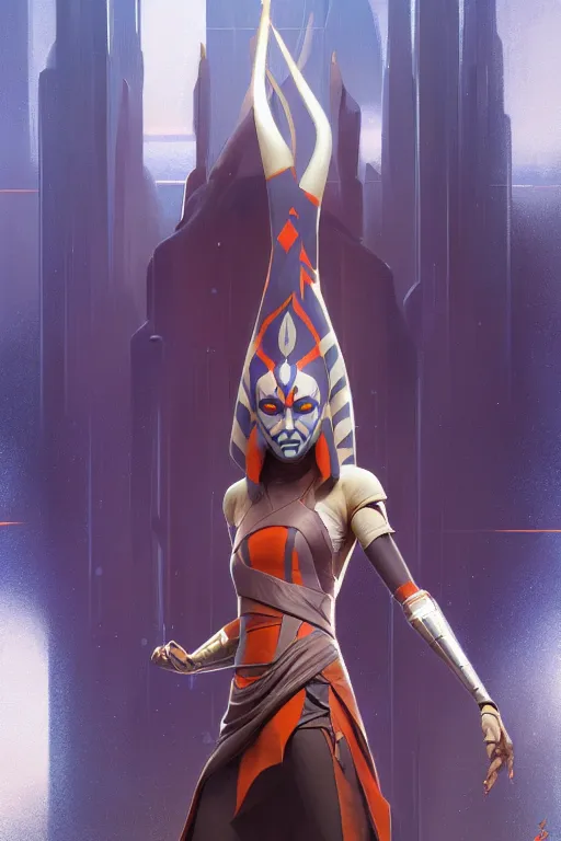 Image similar to ahsoka tano profile picture by greg rutkowski, dynamic pose, aesthetic, golden ratio, flat matte painting, intricate, futuristic, fantasy, elegant, by stanley artgerm lau, greg rutkowski, thomas kindkade, alphonse mucha, loish, norman rockwell, fantasy lut, fluid lines,