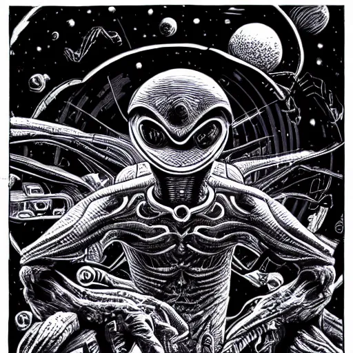 Prompt: an alien battle in space, intricate, ultra detailed, intricate, 8 k, in the style of mark riddick