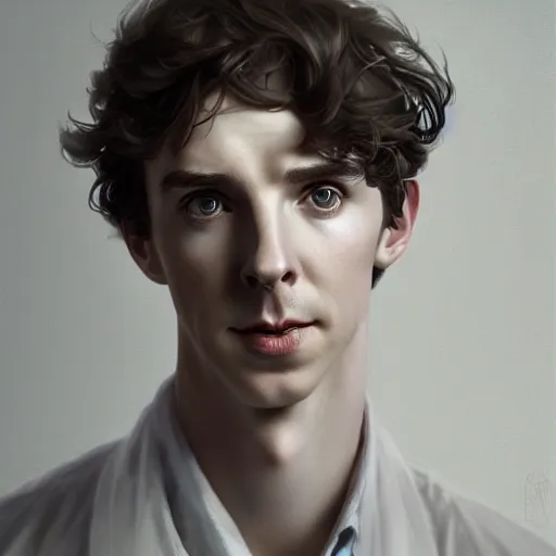 Prompt: a hybrid of benedict cumberbatch and freddie highmore and and timothee chalamet, photo realistic, highly detailed, perfect face, fine details, by ha gyung, zac retz, peter mohrbacher, kezie demessance, greg rutkowski, artgerm