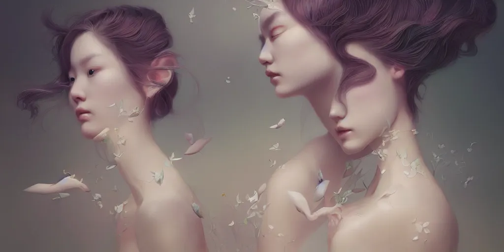 Image similar to breathtaking delicate detailed concept art painting creature, by hsiao - ron cheng, bizarre compositions, exquisite detail, pastel colors, 8 k