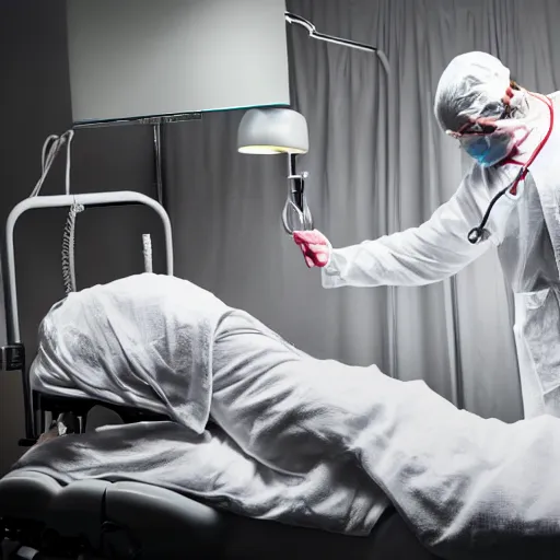 Image similar to nightmares scene of a patient waking up during a operation horror