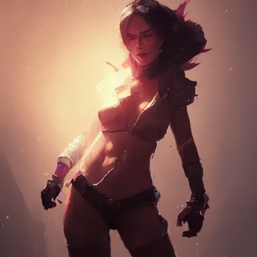 Image similar to vi from arcane photorealistic, greg rutkowski, artstation,