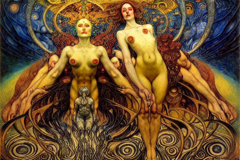 Image similar to Divine Chaos Engine by Karol Bak, Jean Delville, William Blake, Gustav Klimt, and Vincent Van Gogh, symbolist, visionary