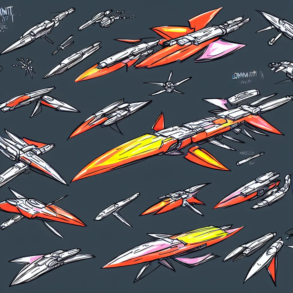 Image similar to combat spaceship concept art colorful