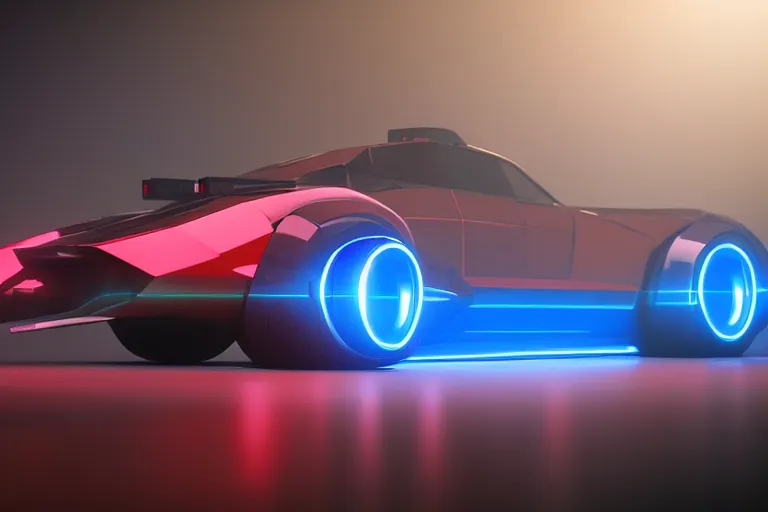 Image similar to cyberpunk bladerunner concept inspired sports car, futuristic look, highly detailed body, very expensive, photorealistic camera shot, bright studio setting, studio lighting, crisp quality and light reflections, unreal engine 5 quality render