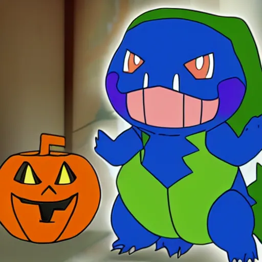 Image similar to totodile dressed as the phantom of the opera, pokemon trick or treat